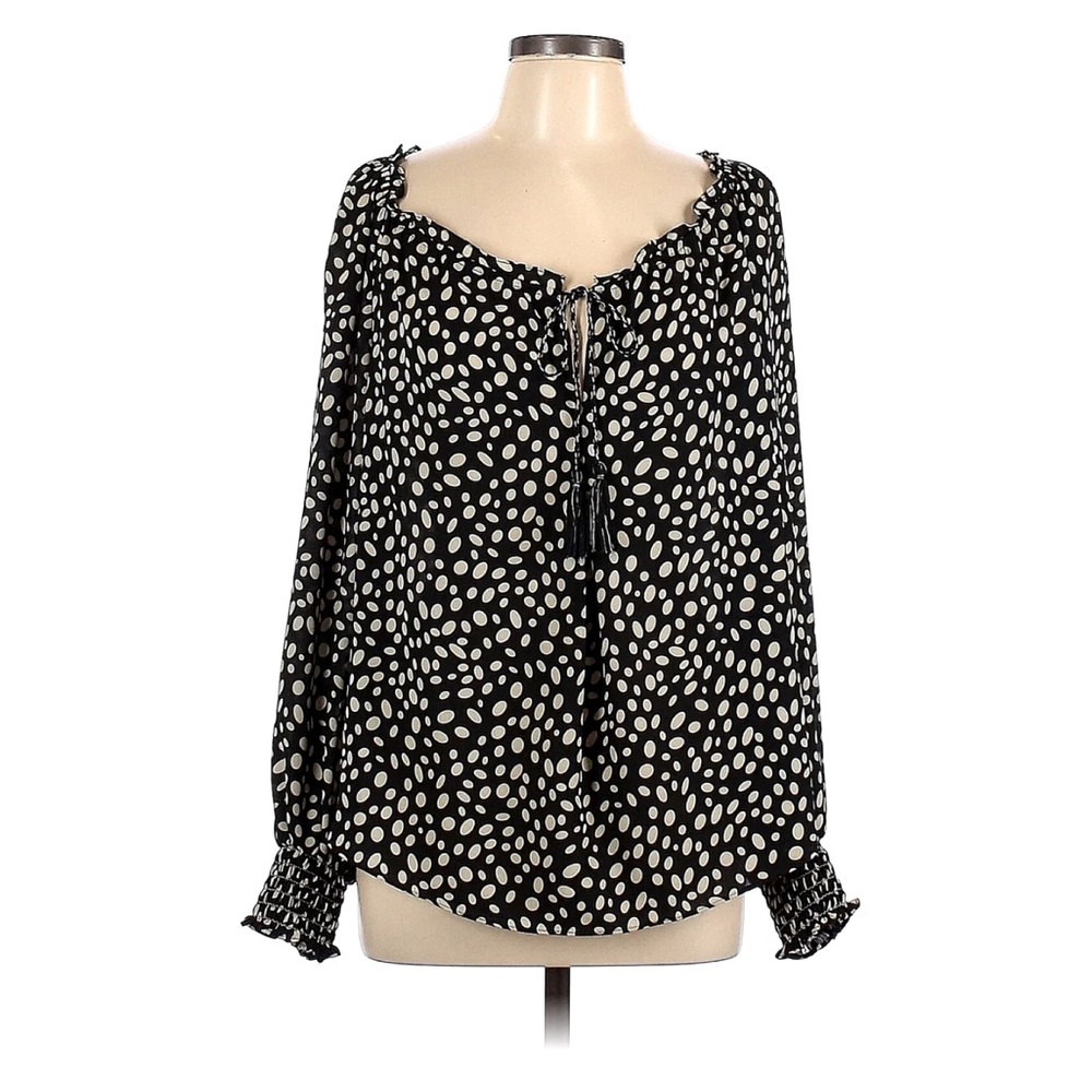 Max Studio Black & White Polka Dots Blouse